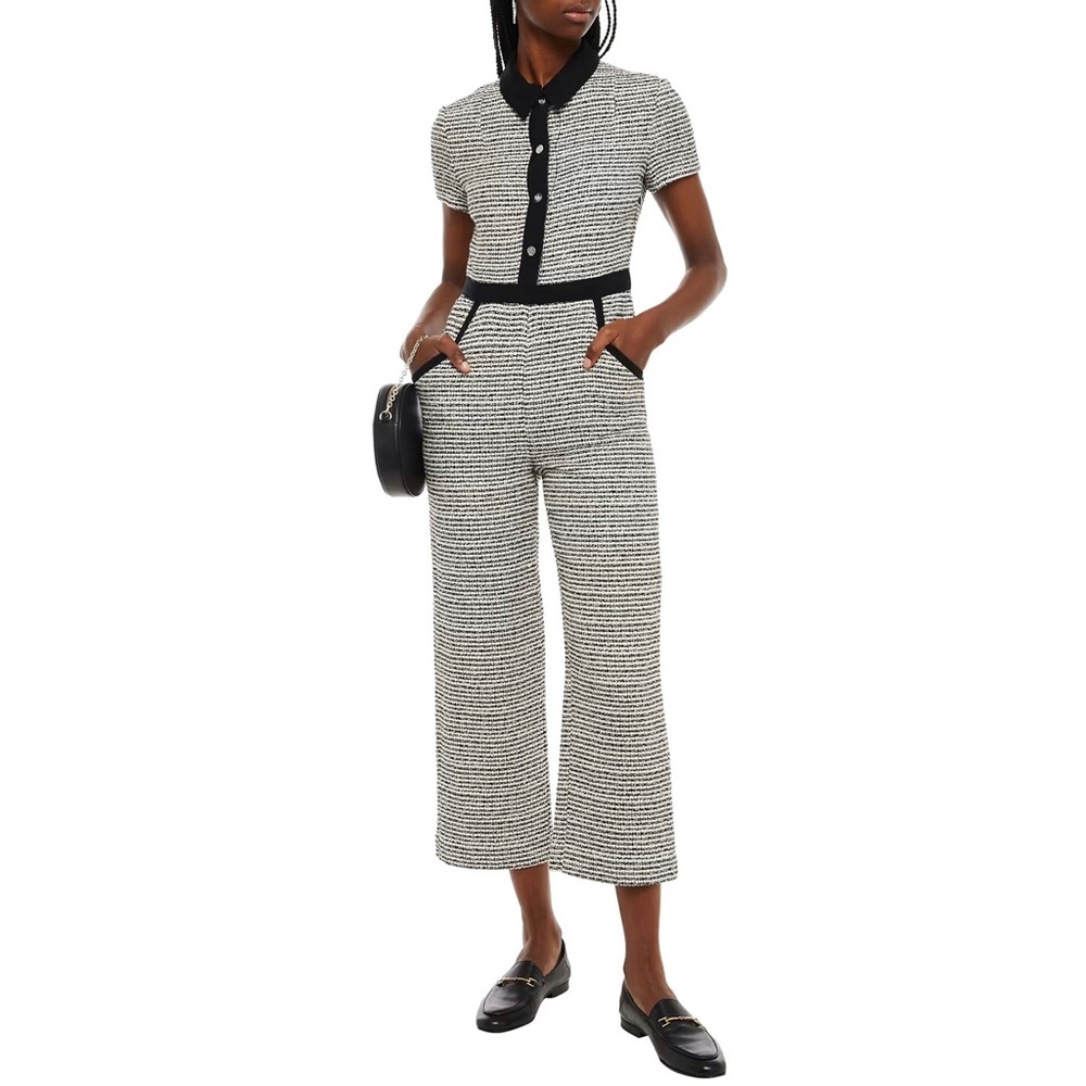 NWT Maje Paris Penala cropped metallic tweed jumpsuit